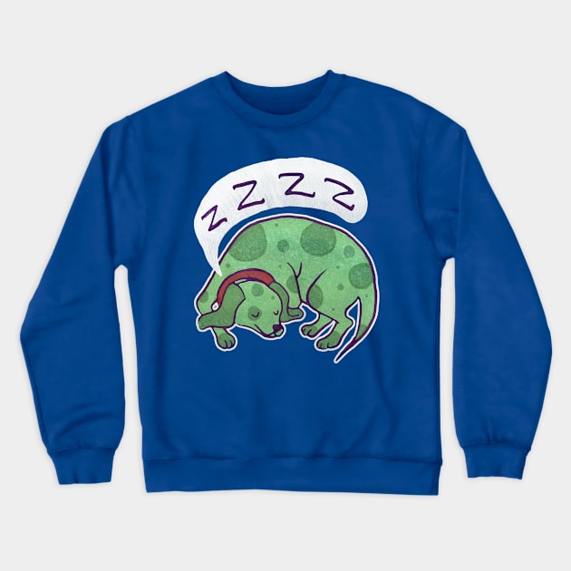 Sleepy Green Puppy Crewneck Sweatshirt by saradaboru